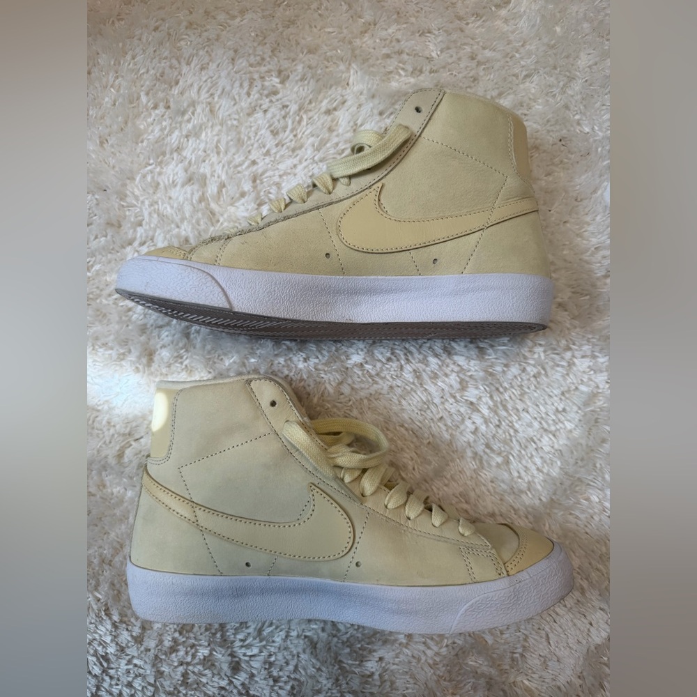 Nike High-Top Suede Sneakers in Pale Yellow